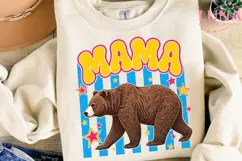 Mama Bear Retro Stars PNG, Mama Bear Clipart, Retro Mom PNG Product Image 3
