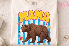 Mama Bear Retro Stars PNG, Mama Bear Clipart, Retro Mom PNG Product Image 1