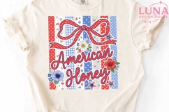 American Honey Patriotic Bow PNG, 4th of July Floral PNG Cli Product Image 5