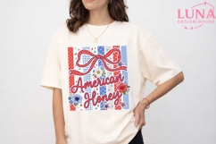 American Honey Patriotic Bow PNG, 4th of July Floral PNG Cli Product Image 1
