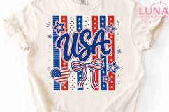 USA Patriotic Bow Stars Stripes PNG, 4th of July PNG, Americ Product Image 5