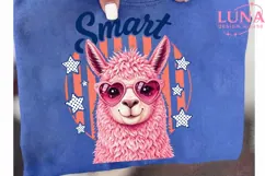 Smart Llama Patriotic PNG, Pink Llama Sunglasses PNG, 4th of Product Image 6