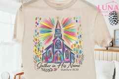 Colorful Church Clipart PNG, Christian Sublimation Design PN Product Image 2