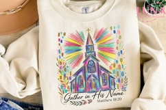 Colorful Church Clipart PNG, Christian Sublimation Design PN Product Image 3