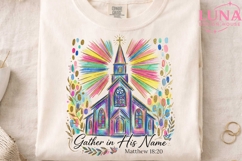 Colorful Church Clipart PNG, Christian Sublimation Design PN Product Image 4
