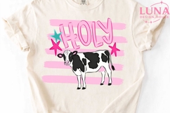 Holy Cow Funny Quote PNG, Cute Cow Clipart, Farm Animal PNG Product Image 1