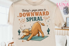 Highland Cow Yoga Funny Quote PNG, Downward Spiral PNG, West Product Image 1
