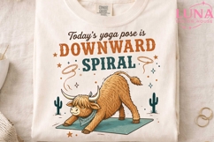 Highland Cow Yoga Funny Quote PNG, Downward Spiral PNG, West Product Image 3