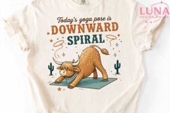 Highland Cow Yoga Funny Quote PNG, Downward Spiral PNG, West Product Image 4