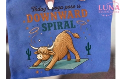 Highland Cow Yoga Funny Quote PNG, Downward Spiral PNG, West Product Image 6