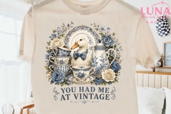 Vintage Duck Teacup PNG, Blue Floral Chinoiserie PNG, Cottag Product Image 2
