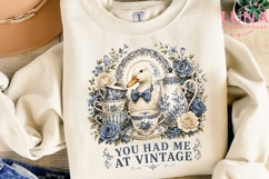 Vintage Duck Teacup PNG, Blue Floral Chinoiserie PNG, Cottag Product Image 3