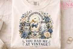 Vintage Duck Teacup PNG, Blue Floral Chinoiserie PNG, Cottag Product Image 4