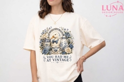 Vintage Duck Teacup PNG, Blue Floral Chinoiserie PNG, Cottag Product Image 1