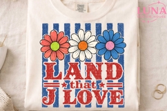 Land That I Love PNG, Patriotic Floral PNG, 4th of July Clip Product Image 4