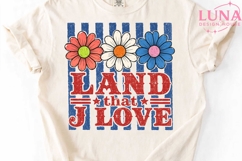 Land That I Love PNG, Patriotic Floral PNG, 4th of July Clip Product Image 5