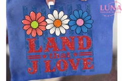 Land That I Love PNG, Patriotic Floral PNG, 4th of July Clip Product Image 6