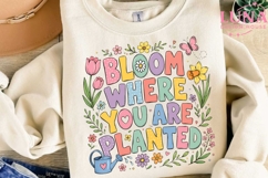 Bloom Where You Are Planted PNG, Spring Floral PNG, Flowers Product Image 3