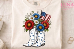 Patriotic Cowboy Boots Floral PNG, 4th of July Sublimation P Product Image 4