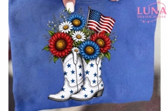 Patriotic Cowboy Boots Floral PNG, 4th of July Sublimation P Product Image 6
