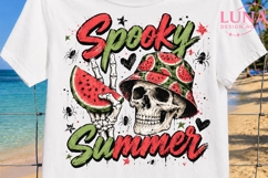 Spooky Summer Skull Watermelon PNG, Skeleton Summer PNG Product Image 5