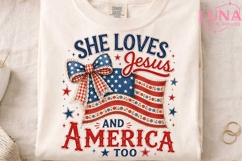 She Loves Jesus and America Too PNG, Patriotic Christian PNG Product Image 4