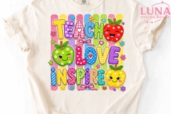 Teach Love Inspire PNG, Teacher Sublimation PNG, Back to Sch Product Image 4