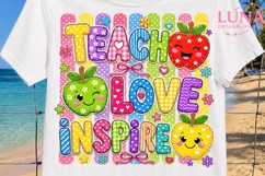 Teach Love Inspire PNG, Teacher Sublimation PNG, Back to Sch Product Image 5