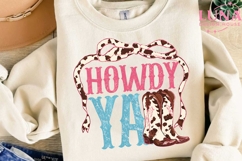Howdy Yall Cowgirl Boots PNG, Western Sublimation, Cow Print Product Image 3