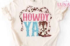 Howdy Yall Cowgirl Boots PNG, Western Sublimation, Cow Print Product Image 1