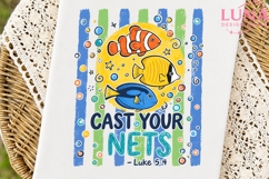 Cast Your Nets Fish Christian PNG, Luke 5:4 Bible Verse PNG Product Image 7