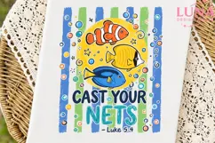 Cast Your Nets Fish Christian PNG, Luke 5:4 Bible Verse PNG Product Image 7
