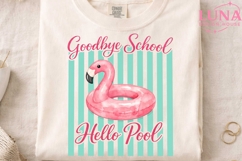 Goodbye School Hello Pool PNG, Flamingo Pool Float PNG, Summ Product Image 4