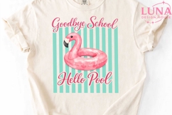 Goodbye School Hello Pool PNG, Flamingo Pool Float PNG, Summ Product Image 5
