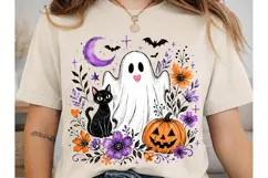 Cute Ghost Pumpkin Halloween PNG Shirt Product Image 1