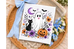 Cute Ghost Pumpkin Halloween PNG Shirt Product Image 3