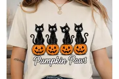 Pumpkin Paws Black Cats PNG Shirt Design Product Image 2