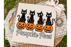 Pumpkin Paws Black Cats PNG Shirt Design Product Image 1