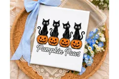 Pumpkin Paws Black Cats PNG Shirt Design Product Image 3
