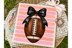 Football Bow Pink Stripes PNG Sublimatio Product Image 2