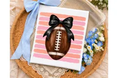 Football Bow Pink Stripes PNG Sublimatio Product Image 3