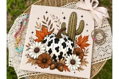 Autumn Cow Pumpkin Cactus PNG Shirt Product Image 1