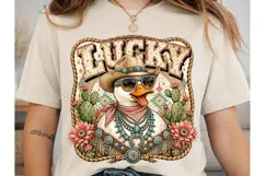 Lucky Cowboy Duck PNG Sublimation Shirt Product Image 2