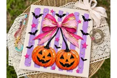 Halloween Pink Bow Pumpkin PNG Shirt Product Image 2