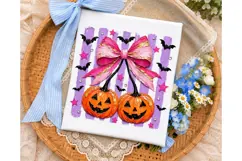 Halloween Pink Bow Pumpkin PNG Shirt Product Image 3