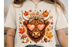 Autumn Highland Cow PNG Sublimation Desi Product Image 2