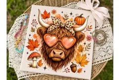 Autumn Highland Cow PNG Sublimation Desi Product Image 1