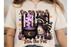 Witch Raccoon Stir the Pot PNG Sublimati Product Image 1