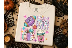 Fall Football Bow Pumpkin Latte PNG Clip Product Image 3