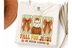 Fall For Jesus He Never Leaves PNG Shirt Product Image 3